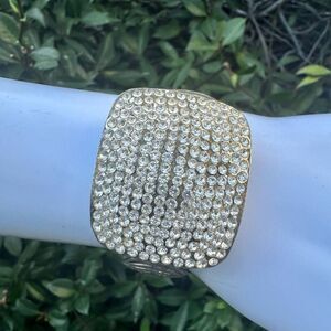 Silver tone vintage rhinestone wrap around bracelet